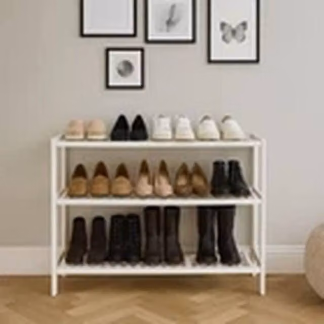 Havendro White 3-Tier Bamboo Shoe Rack and Storage Shelf, W/D/H: 70 x 26 x 55 cm – 1