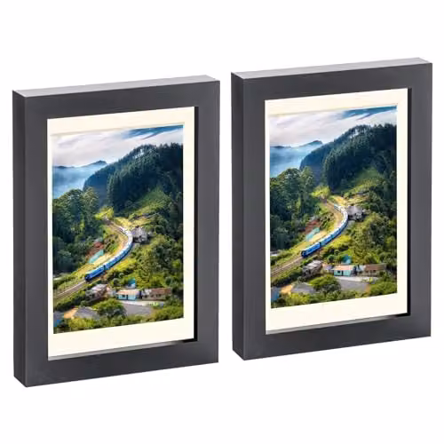 Nicola Spring Pack of 2 Black Rectangular Photo Frames with Glass, 15 x 20 cm – 1