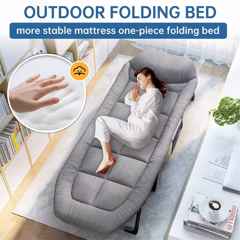 Nordara Heavy Duty Folding Sun Lounger Recliner in Grey, W/D/H: 180 x 200 cm – 5