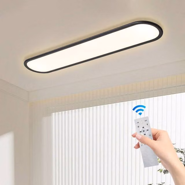 Garwarm Gracious Multicolour LED Integrated Flush Mount Ceiling Light with Remote Control and Dimmer, Black/White, 140 cm