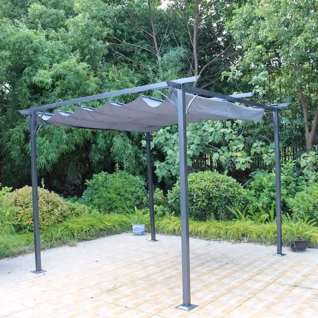 Royalcraft Prague Pergola Sunshade Gazebo in Black/Anthracite, 300cm