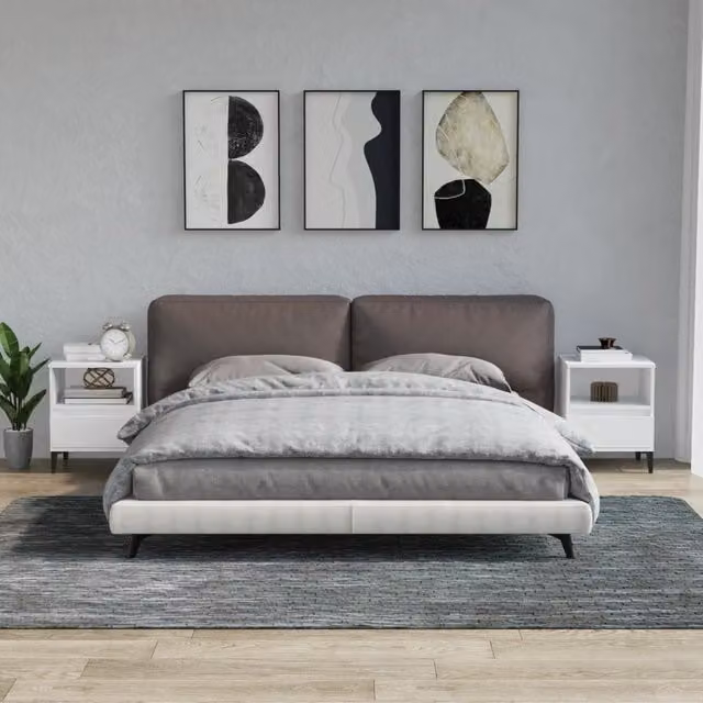 Berkfield Home Set of 2 White Bedside Cabinets, W/D/H: 40 x 35 x 50 cm – 1