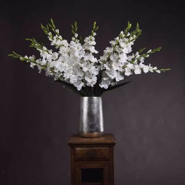 Lemon Pavilion Furniture and Decor White Artificial Gladioli Flowers, W11 x D6 x H108 cm