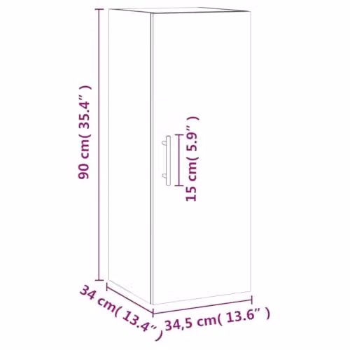 vidaXL Wall Mounted Cabinet in Brown, W/D/H: 34.5 x 34 x 90 cm – 3