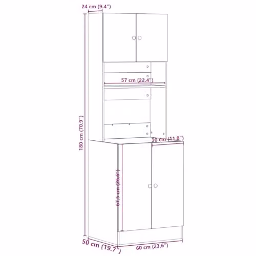 vidaXL Modern Kitchen Tall Unit in Brown Smoked Oak, W/D/H: 60 x 50 x 180 cm – 3