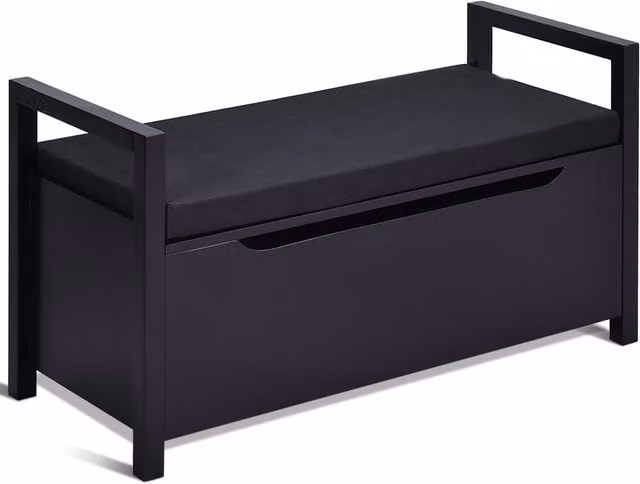 Costway Modern Black MDF and Fabric Entryway Shoe Storage Bench