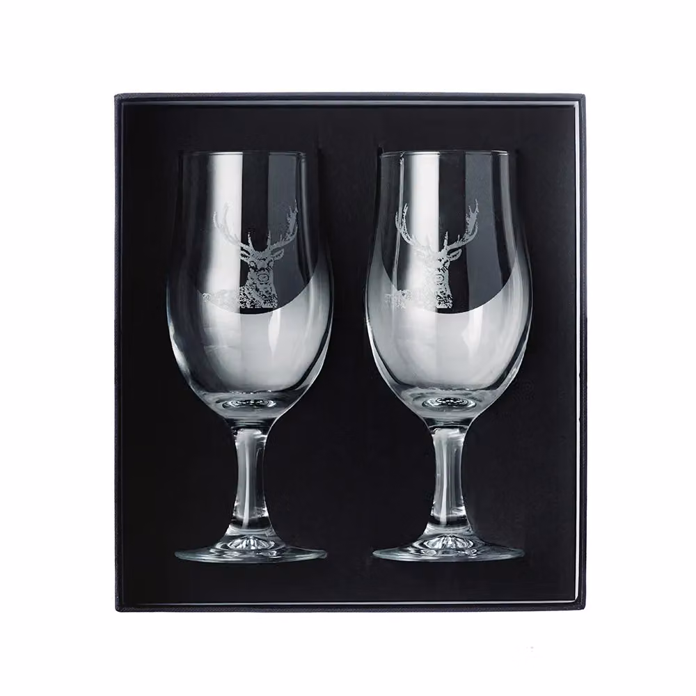 Selbrae House Set of 2 Stag Craft Beer Glasses in Transparent Glass – 3