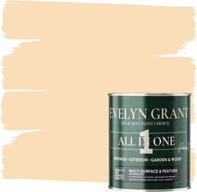 Evelyn Grant All-in-One Eggshell Paint and Primer, Beige, 1 l