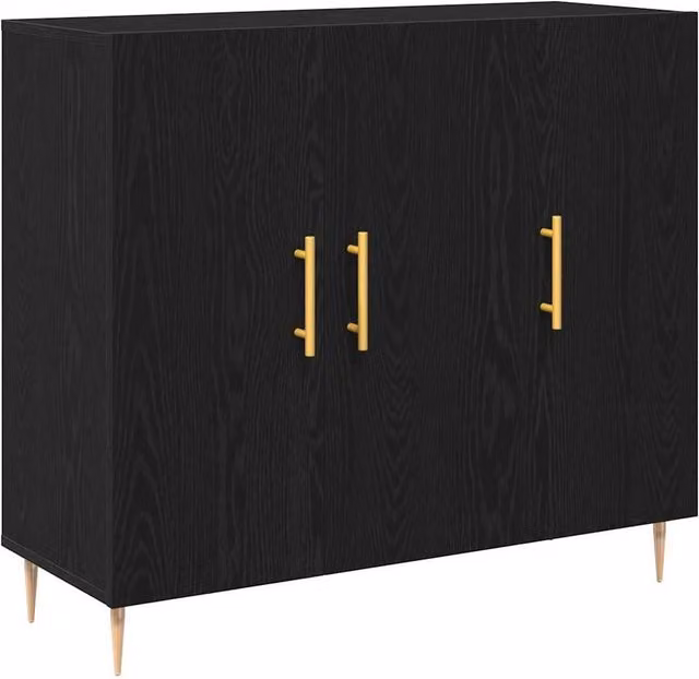 Berkfield Home Black Oak Sideboard in Black and Gold, W/D/H: 90 x 34 x 80 cm – 1