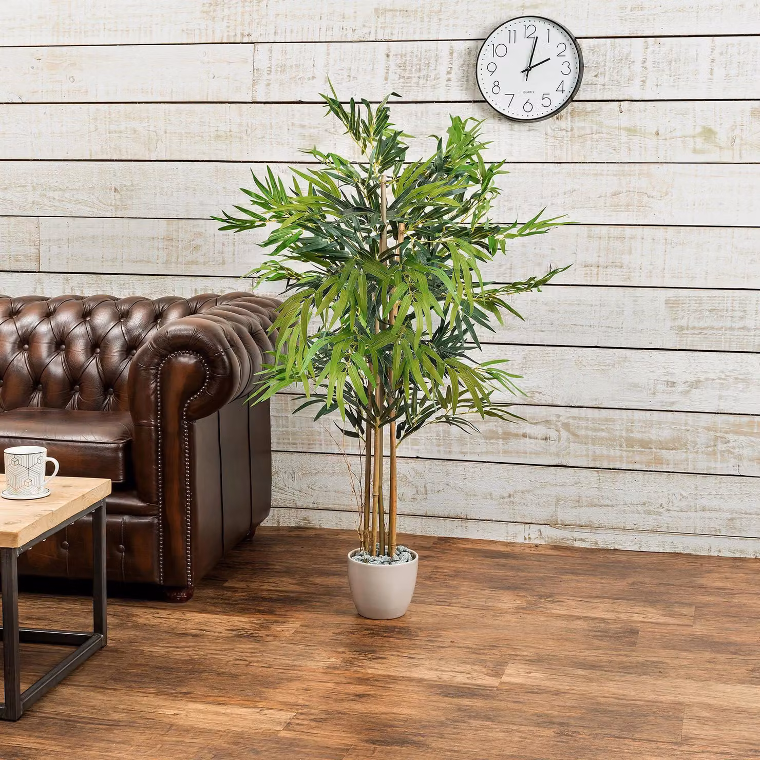 Christow Large Artificial Bamboo Tree in a Potted Concrete Planter, Green and Multicolour, Height: 121.92 cm – 2