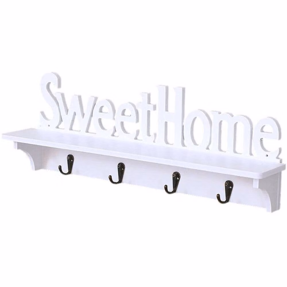 KORVIXA Wall Mounted Hanging Hanger Rack Shelf with Back Panel in Matt White, W: 50 cm, H: 15 cm – 2