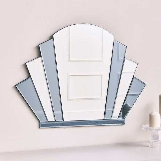 Melody Maison Art Deco Arch Fan Wall Mirror in Grey, W: 80 cm, H: 60 cm – 1