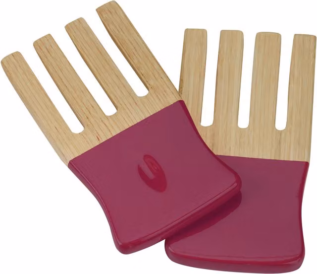Orsina Coated Bamboo and Stainless Steel Salad Forks in Orange and Pink