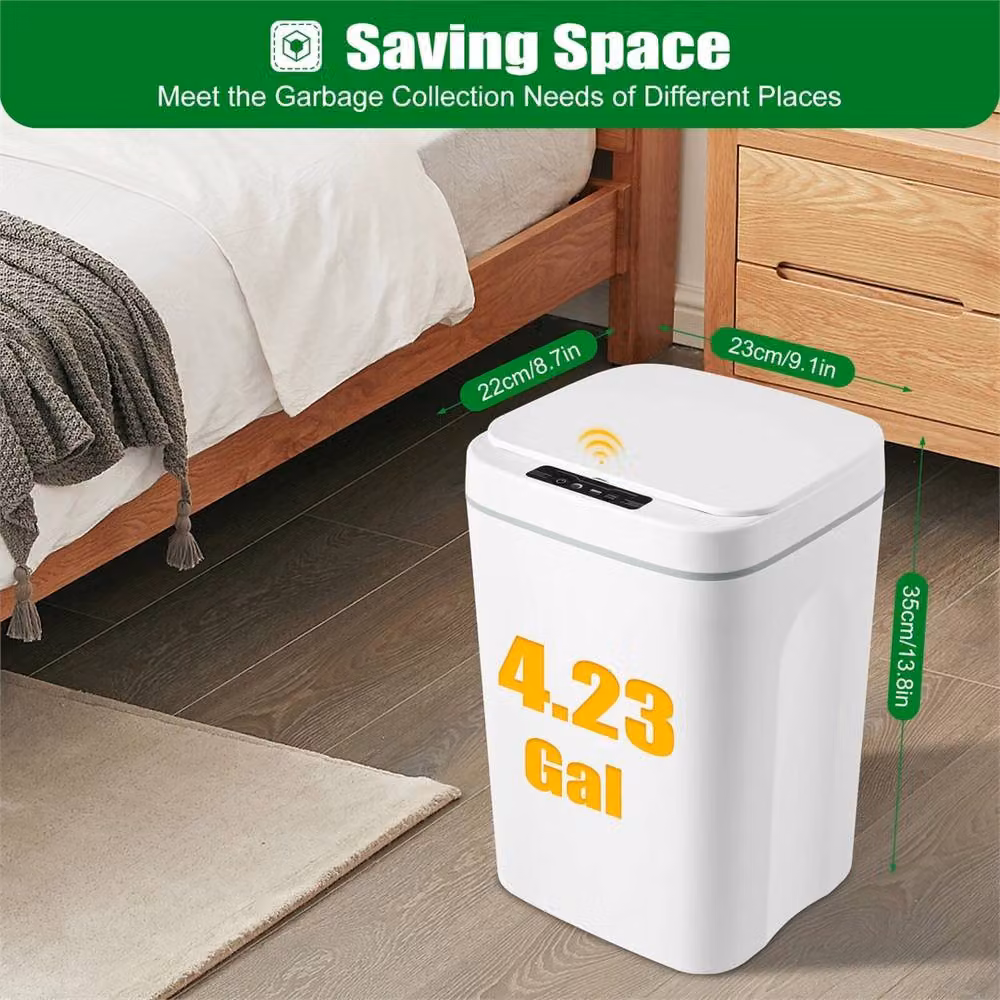 Nordara 16L Touchless Sensor Garbage Can with Auto Open/Close in White – 2