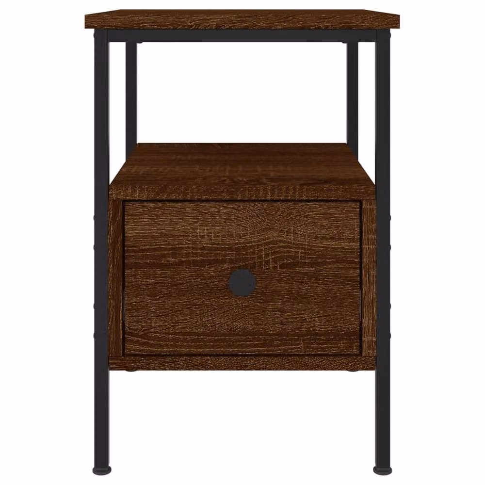 Berkfield Home Set of 2 Durable Bedside Cabinets in Brown Oak, W/D/H: 34 x 36 x 50 cm – 5