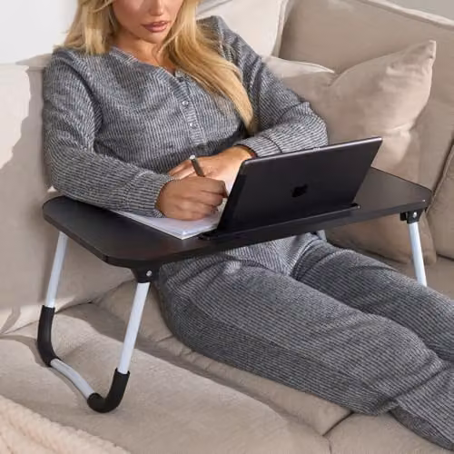 OHS Black Laptop Tray and Foldable Bed Table with Adjustable Legs, W/D/H: 60 x 35 x 26 cm – 2