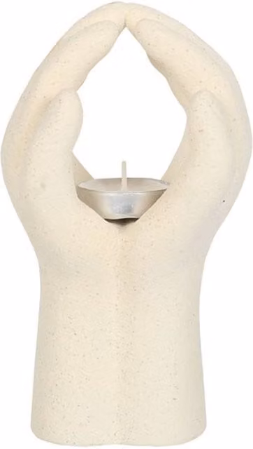 Something Different Praying Hands Ceramic Tealight Holder in White