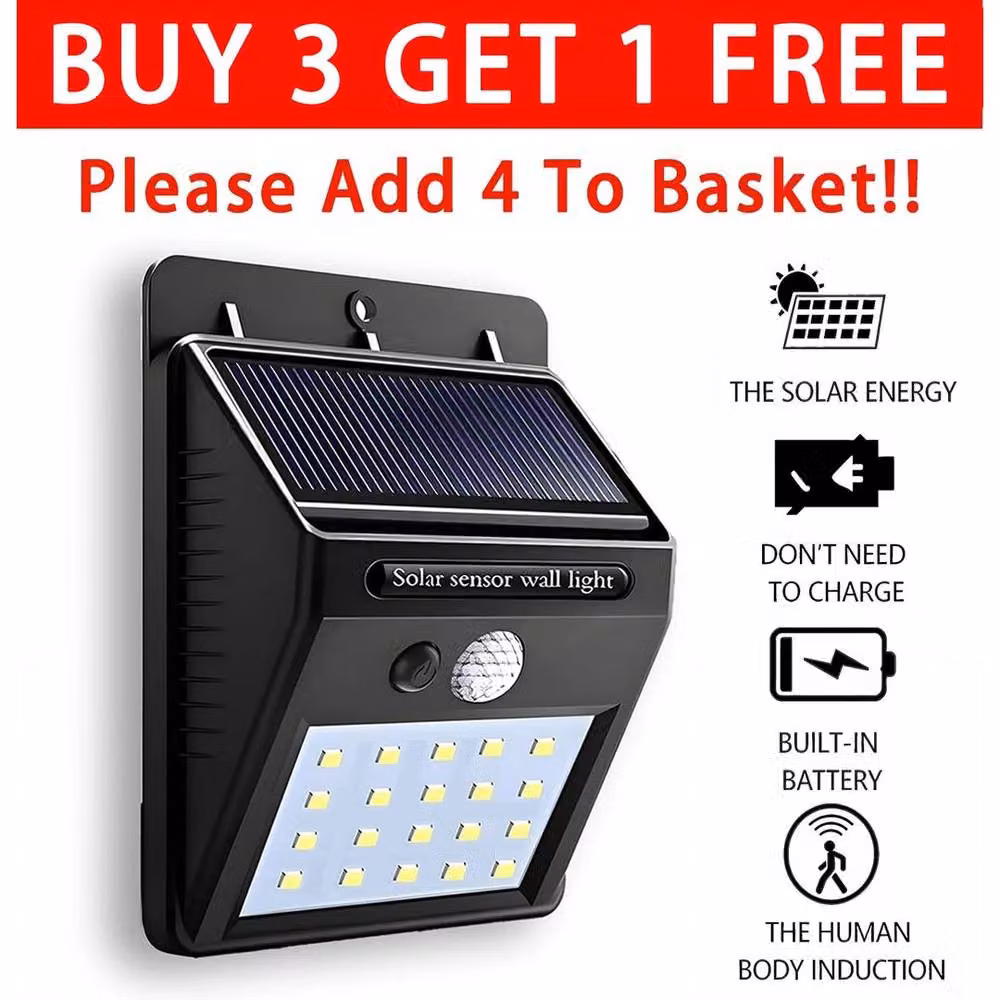 FLAVORA 20 LED Solar Wall Light with PIR Motion Sensor in Black – 4