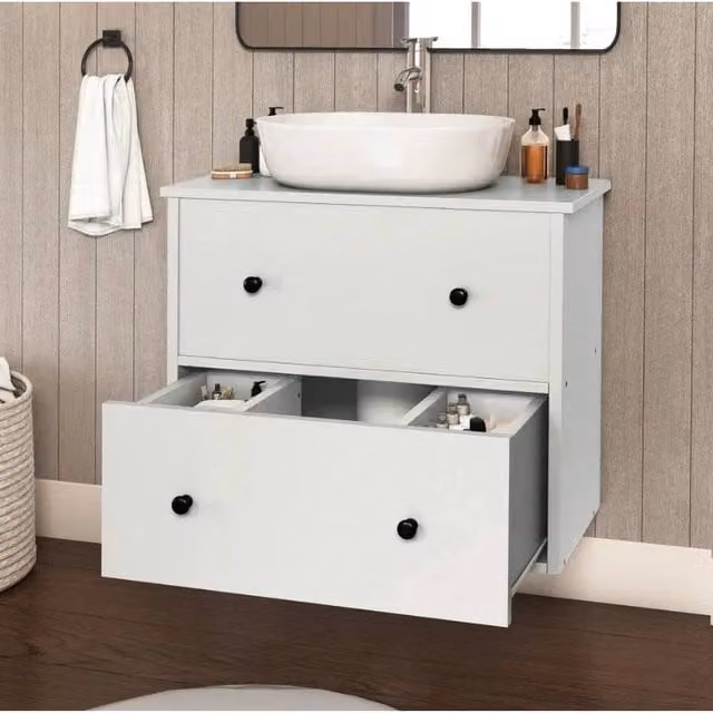 VOGREX White Matt Bathroom Under Sink Vanity Cabinet W/D/H: 60 x 30 x 50 cm – 1