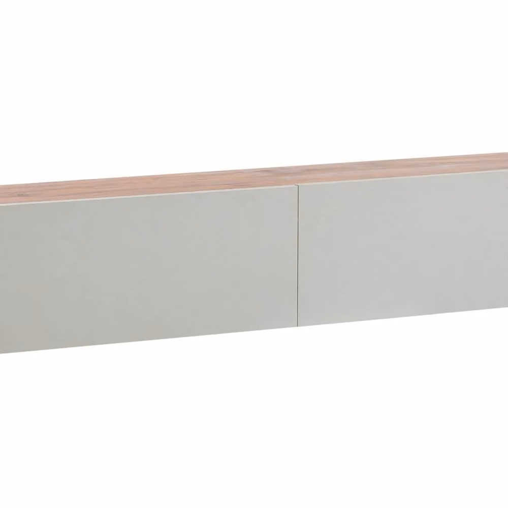 Wyld and Coco Wall Mounted TV Stand for 55-inch TVs in Light Green with 2 Soft Close Cabinets and Internal Shelves