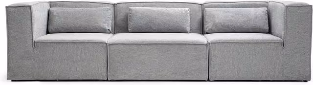 Abakus Direct Doris Basket Weave Upholstered Sofa in Grey with Scatter Cushions