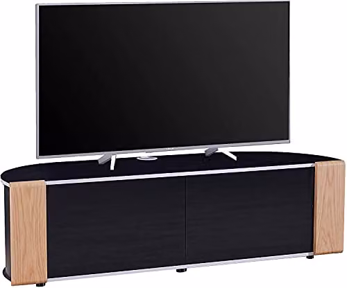 MDA Designs Sirius 1600 Gloss Black TV Cabinet with Interchangeable Walnut or Oak Trims, W/D/H: 160 x 48 x 45 cm – 3