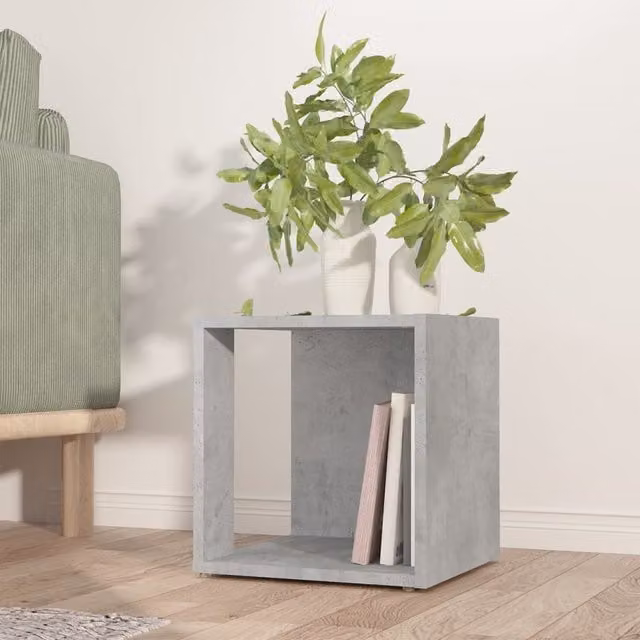 Berkfield Home Square Side Table in Grey Composite Wood, W/D/H: 33 x 33 x 34.5 cm