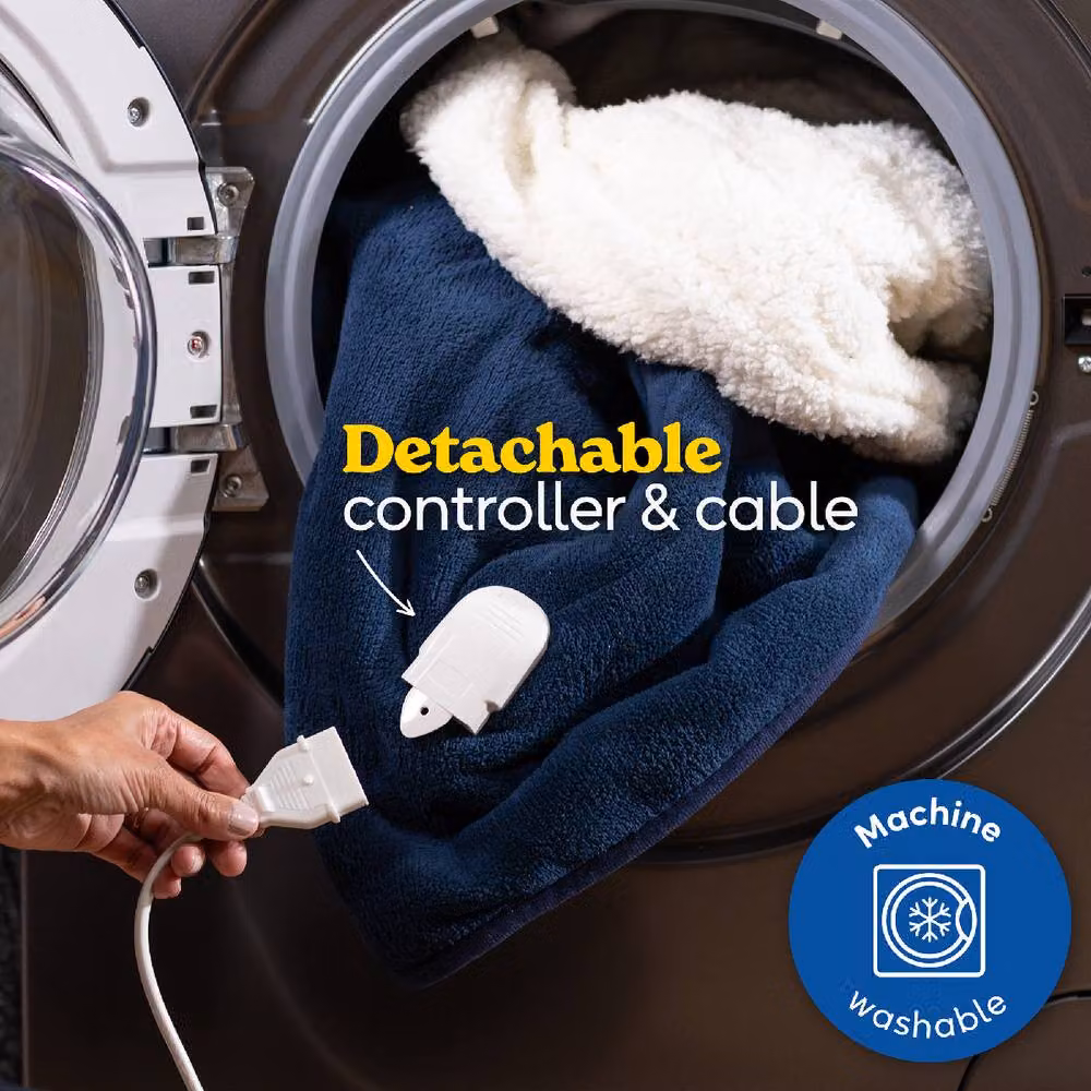 Russell Hobbs Blue Sherpa Microfleece Electric Heated Throw RHHT1003, W: 180 cm, D: 130 cm – 6