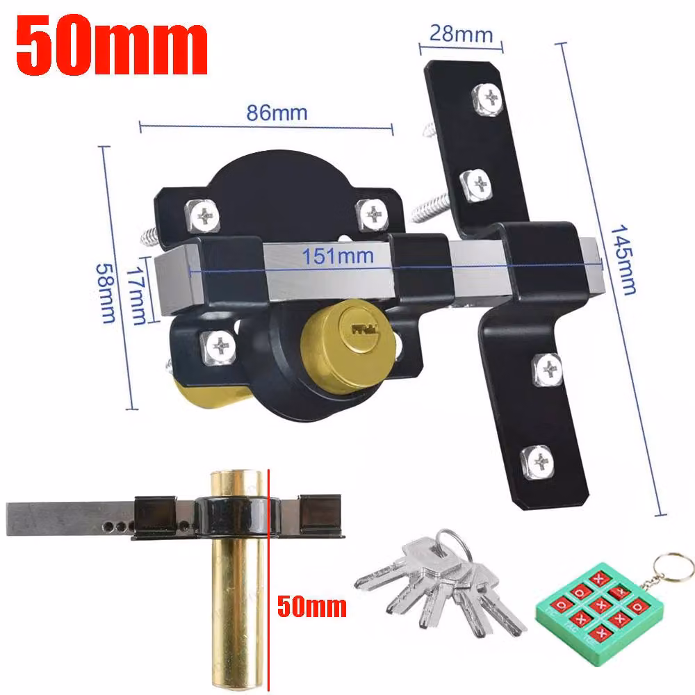 SPETLEK Black Stainless Steel Security Garden Shed Gate Lock with Long Throw Double Locking Mechanism, 50mm – 2