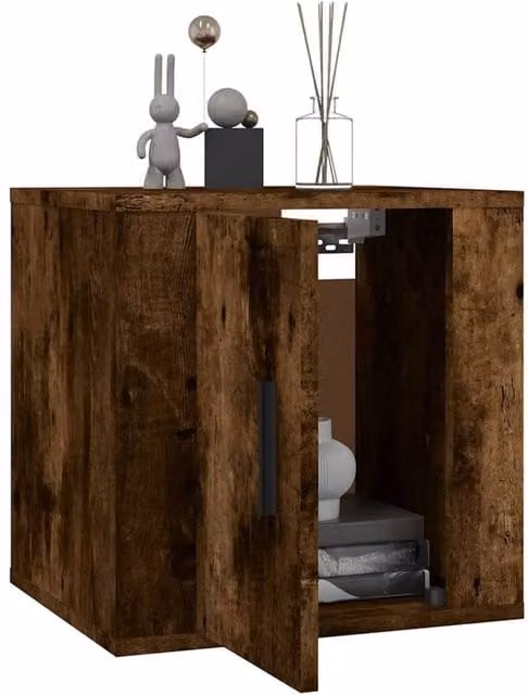 Berkfield Home Set of 2 Wall Mounted TV Cabinets in Smoked Oak Brown, W/D/H: 40 x 34.5 x 40 cm – 1