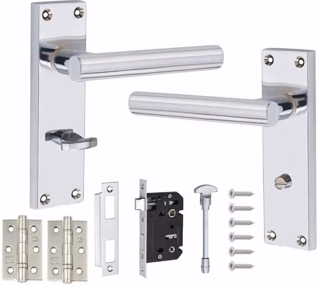 Golden Grace Chrome Bathroom Door Handle Set