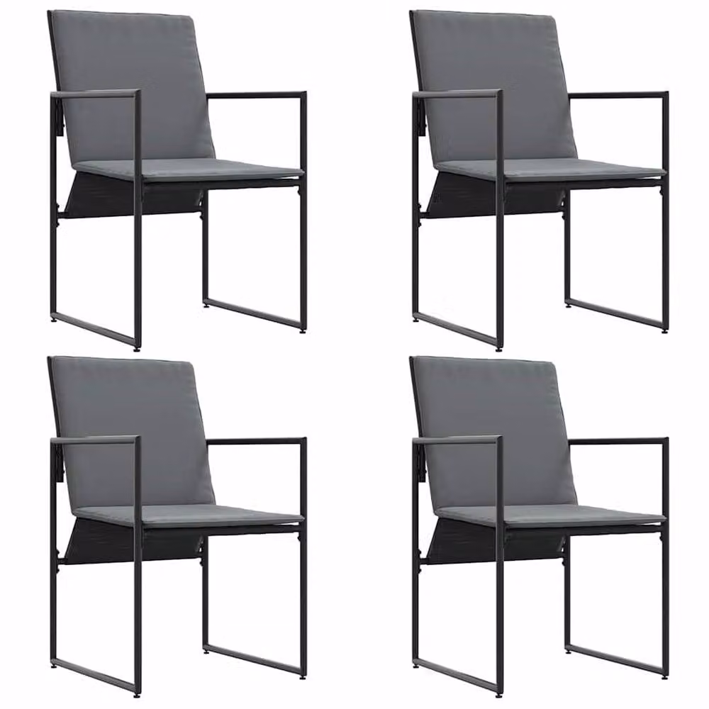 Berkfield Home Set of 4 Modern Black Textilene Garden Chairs with Cushions – 3