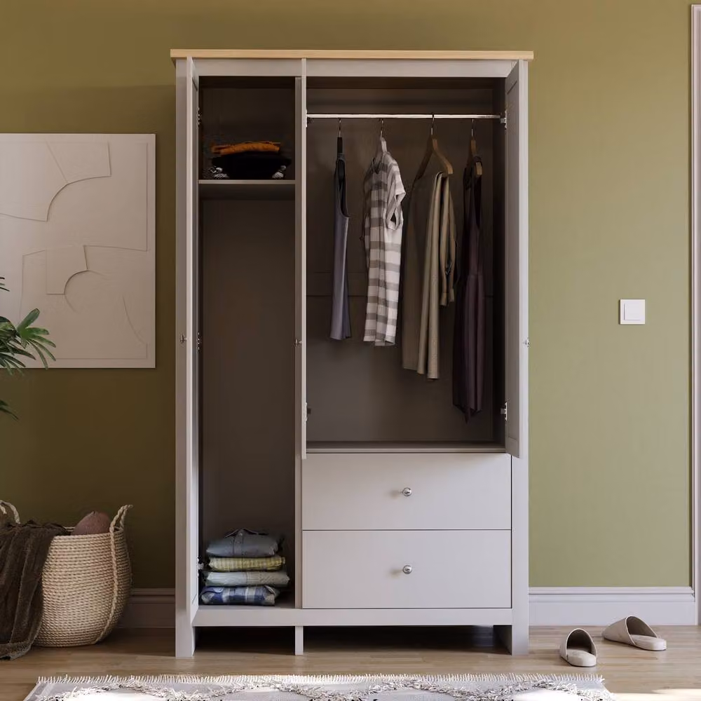 HD Designs Arlington 3 Door 2 Drawer Wardrobe in Grey, W/D/H: 180 x 109 x 52 cm – 3