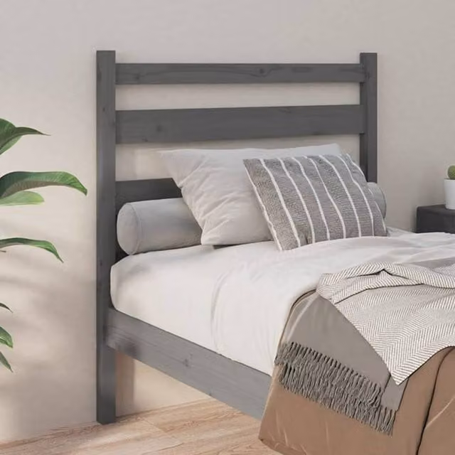 Berkfield Home Beautiful Grey Solid Pine Wood Bed Headboard W/D/H: 96 x 4 x 100 cm