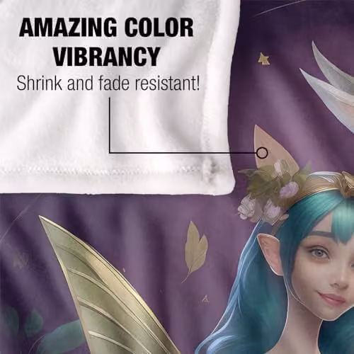 JQ Licensing James Piazza Fairy Blue Hair Super Soft Fleece Throw Blanket, White, W/D/H: 152 x 127 cm – 3