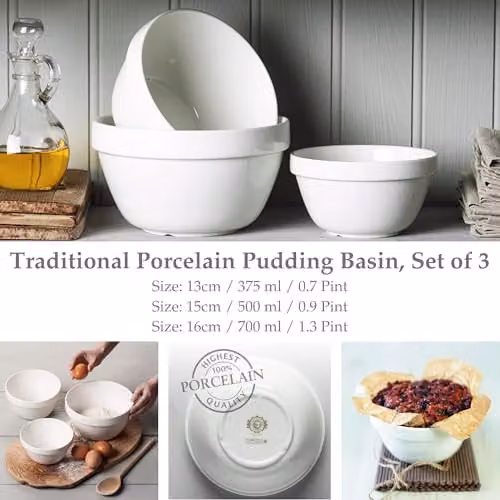 WM Bartleet & Sons Set of 3 White Porcelain Pudding Basins – 4