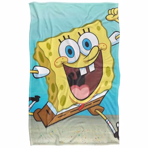 Logovision Nickelodeon Spongebob Character Super Soft Silky Fleece Blanket, Multicolour, W: 91.44 cm x L: 147.32 cm