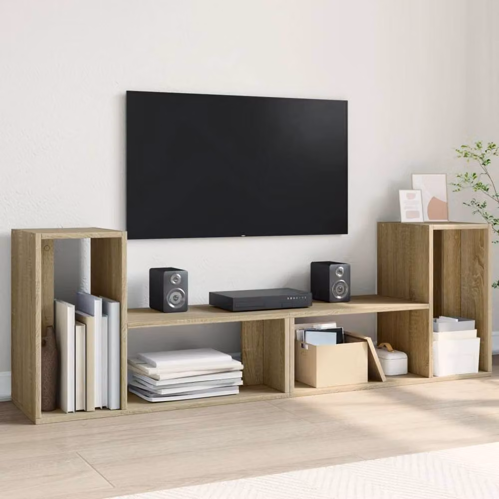 Berkfield Home Set of 2 Sonoma Oak TV Cabinets in Brown, W/D/H: 75 x 30 x 50 cm – 2