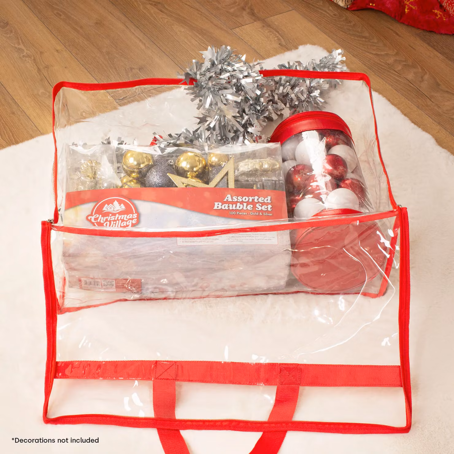 Christmas Village Large Red Transparent PVC Zipped Storage Bags with Handles W/D/H: 60 x 25 x 25 cm – 4