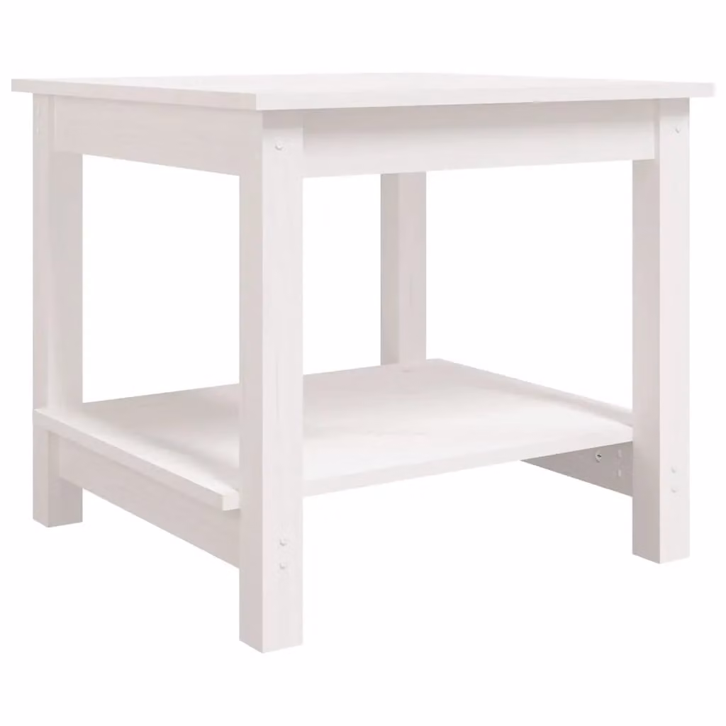 Berkfield Home White Rustic Pine Wood Coffee Table W/D/H: 50 x 50 x 45 cm – 2