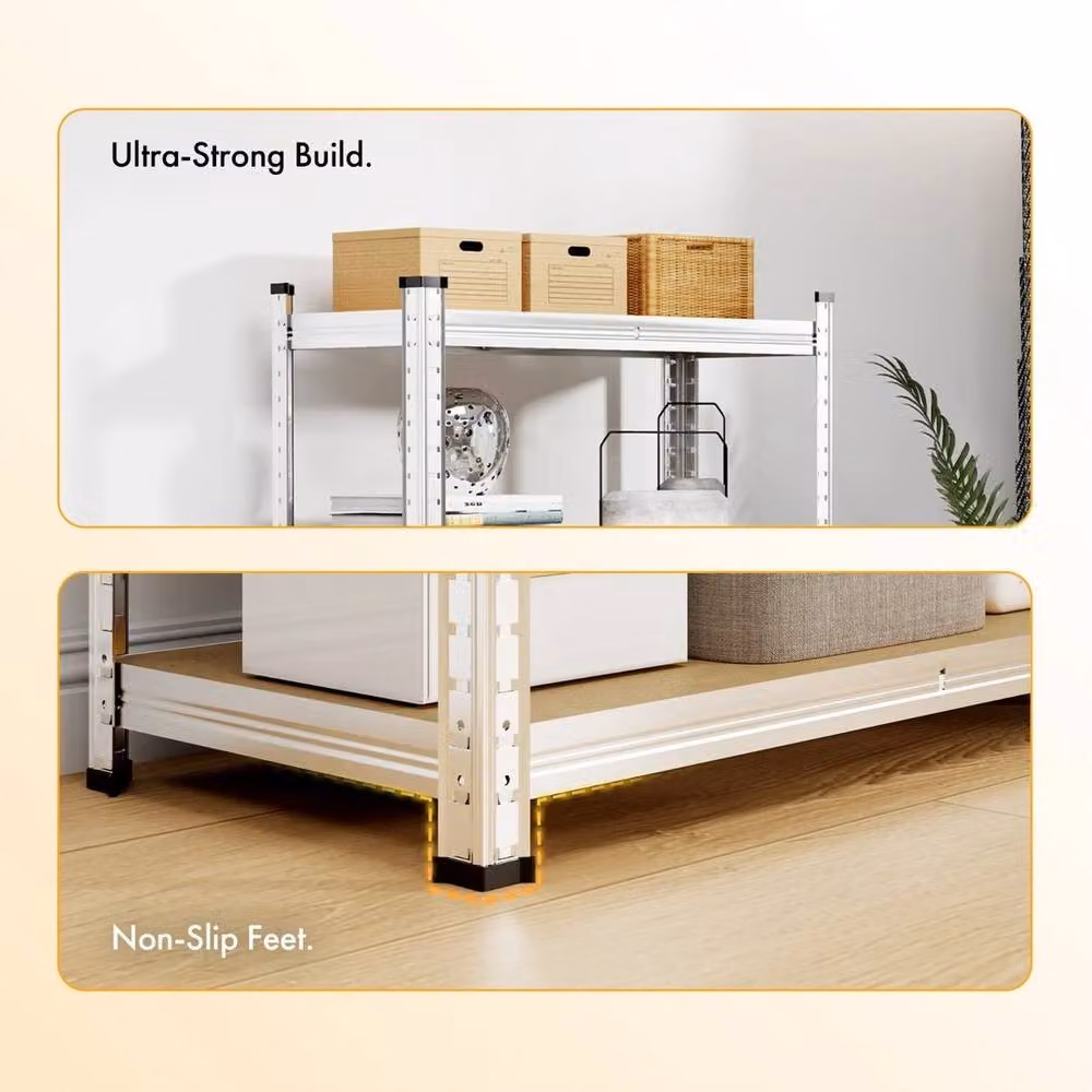 NESTLUNE Pack of 2 Grey 5-Tier Garage Shelving Units with Adjustable Shelves, H 150 cm x W 100 cm x D 52 cm – 2