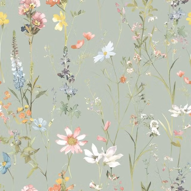 World of Wallpaper Elsie Floral Botanical Textured Wallpaper in Green – 1
