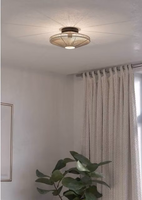 Eglo Midsumer Timeless Fabric Ceiling Light, Black and Beige, W/D/H: 40.0 x 38.0 x 17.5 cm