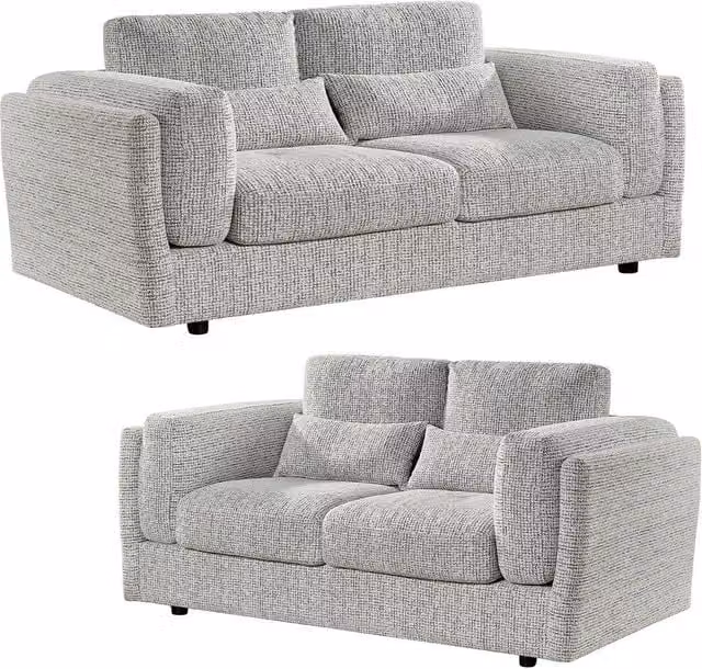 Furnishings For Less UK Bali Modern 3 + 2 Seater Sofa Suite in Grey Chenille Fabric