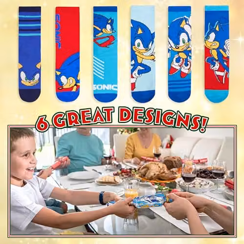 United Essentials Sonic the Hedgehog Christmas Crackers, Set of 6 Multicolour Novelty Party Crackers for Children – 3