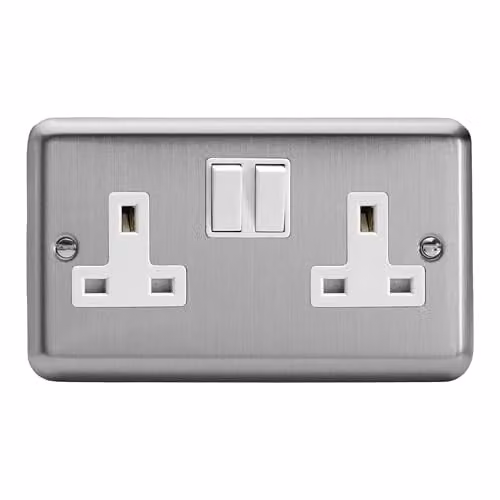 Varilight Metal Socket Plate in Grey, H x W x D: 148 x 88 x 31 mm – 1