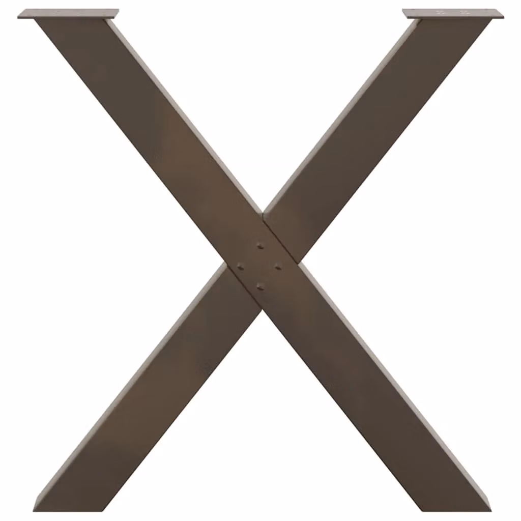 Berkfield Home X-Shaped Dining Table Legs, 3 Piece Set, Brown Steel, H: 72.5 cm, W: 80 cm – 4