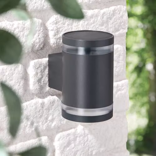Lights4fun Wentworth Matte Black Solar Up and Down LED Wall Light for Garden and Terrace – 2