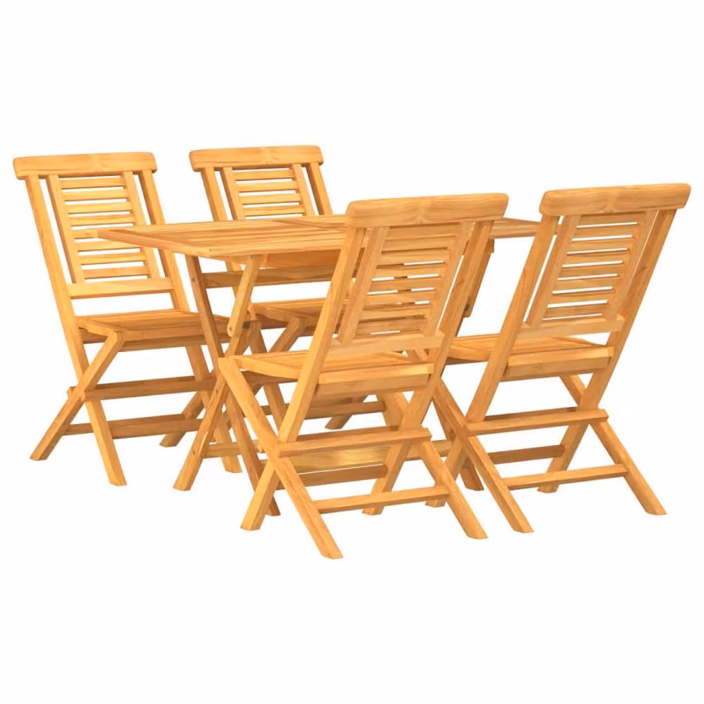 Berkfield Home 5 Piece Classic Garden Dining Set in Brown Solid Teak Wood – 2