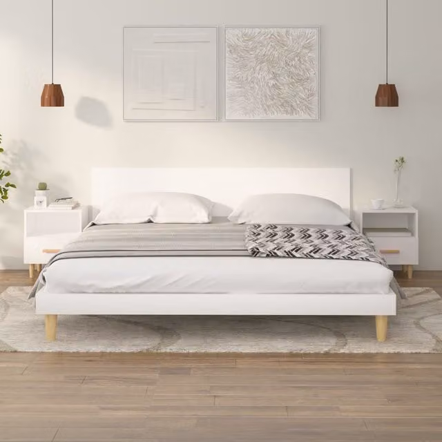 Berkfield Home Set of 2 White Scandinavian Bedside Cabinets, W/D/H: 40 x 35 x 47 cm